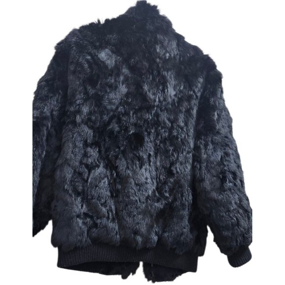 Niki Real Rabbit Fur Bomber Jacket Women’s Size L Black Genuine Fur Short Coat L - Picture 7 of 16